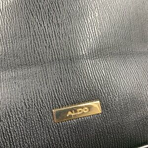 Aldo Black Textured Leather Bag with Gold Accents